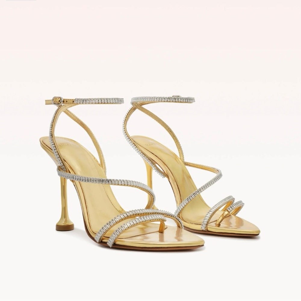 Alexandre Birman new Nina oro size 40 with zircon-embellished straps.